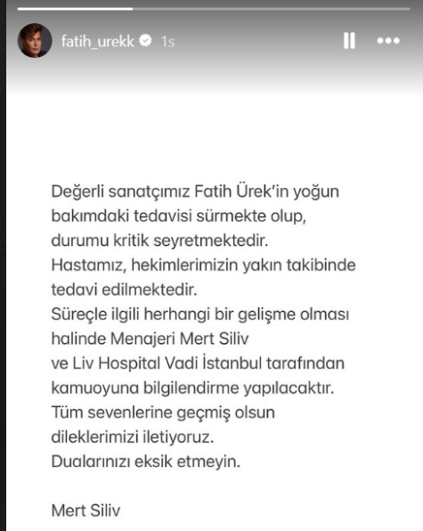 Fatih Ürek'ten iyi haber gelmedi! Menajerinden yeni paylaşım: "Dualarınızı eksik etmeyin"