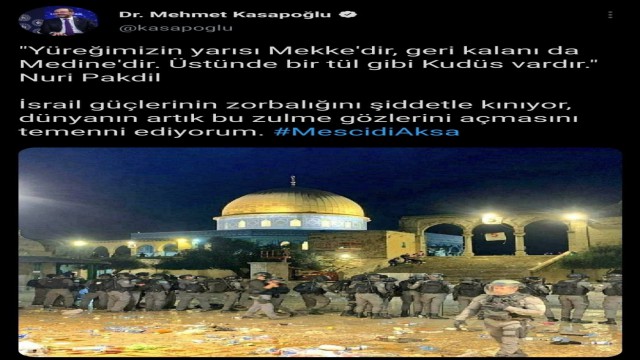 Bakan Kasapoğlu, Mescidi Aksada Filistinlilere yapılan saldırıyı kınadı