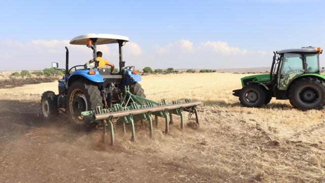Buğday tarlasındaki yangın çiftçilerin müdahalesiyle söndürüldü