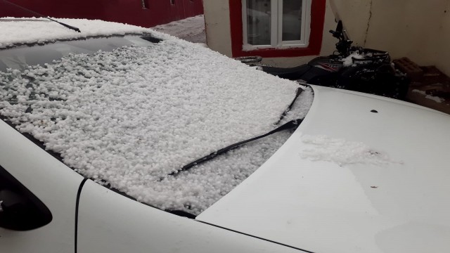 Dolu yağışı beyaza bürüdü. Şiddetli fırtına seralara zarar verdi, ağaçları devirdi