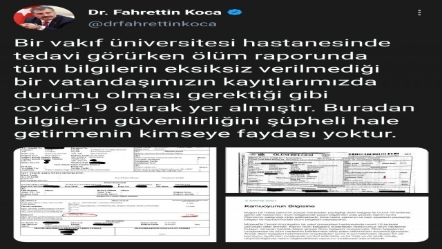 Fahrettin Kocadan Covid-19 kaynaklı ölümün saklandığına dair yapılan paylaşım hakkında açıklama geldi
