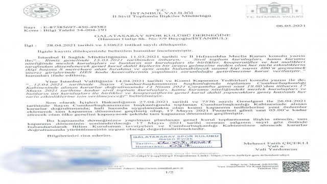 Galatasarayda hedeflenen seçim tarihi haziran