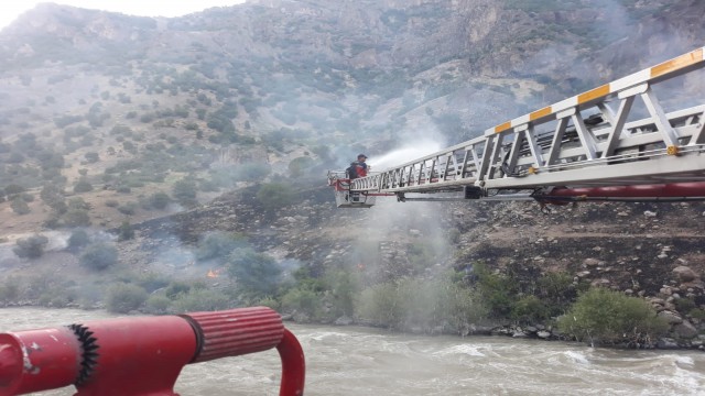 Hakkaride ağaçlık alanda yangın