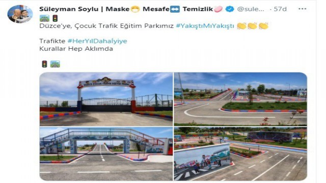 İçişleri Bakanı Süleyman Soyludan Düzce paylaşımı