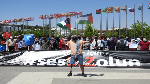 İsrail zulmune sessiz kalan ülkelere Gaziantepte bantlı tepki