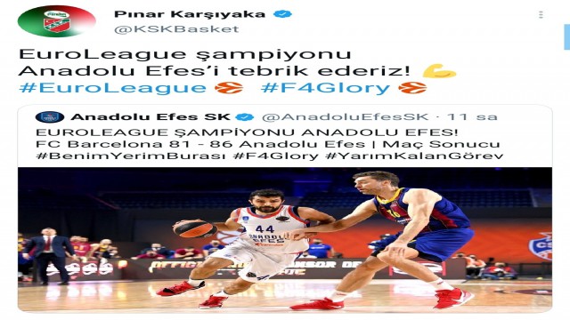 İzmir kulüplerinden Anadolu Efese tebrik