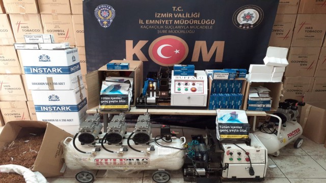 İzmirde kaçak sigara ve alkol üreticilerine 2 milyon TLlik darbe