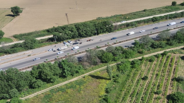 Kural ihlali yapan sürücüler helikopterle tespit edildi