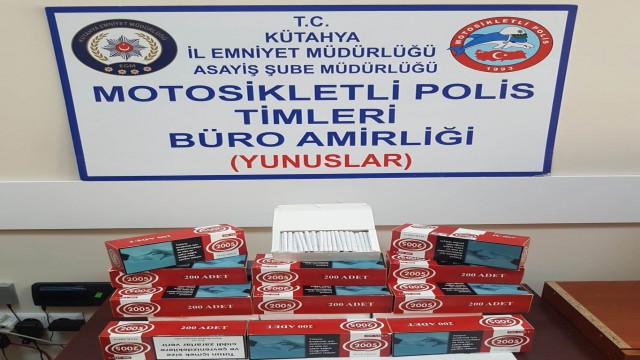 Kütahyada 6 bin 800 adet kaçak makaron sigara ele geçirildi