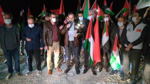 Kütahyada Filistine destek konvoyu