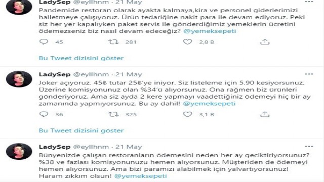 Restoran sahibi Yemeksepeti komisyonlarına isyan etti, Nevzat Aydın cevap verdi