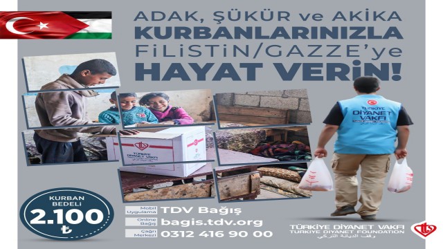 TDV, Filistin için kurban yardımı kampanyası başlattı