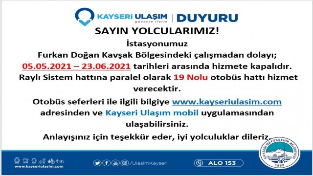 Ulaşım A.Ş.den önemli duyuru