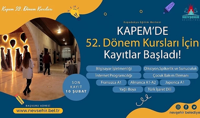 KAPEM’de 52. Dönem Kursları İçin Kayıtlar Başladı