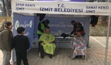 Hatay’da Kocaeli’den ücretsiz tıraş hizmeti